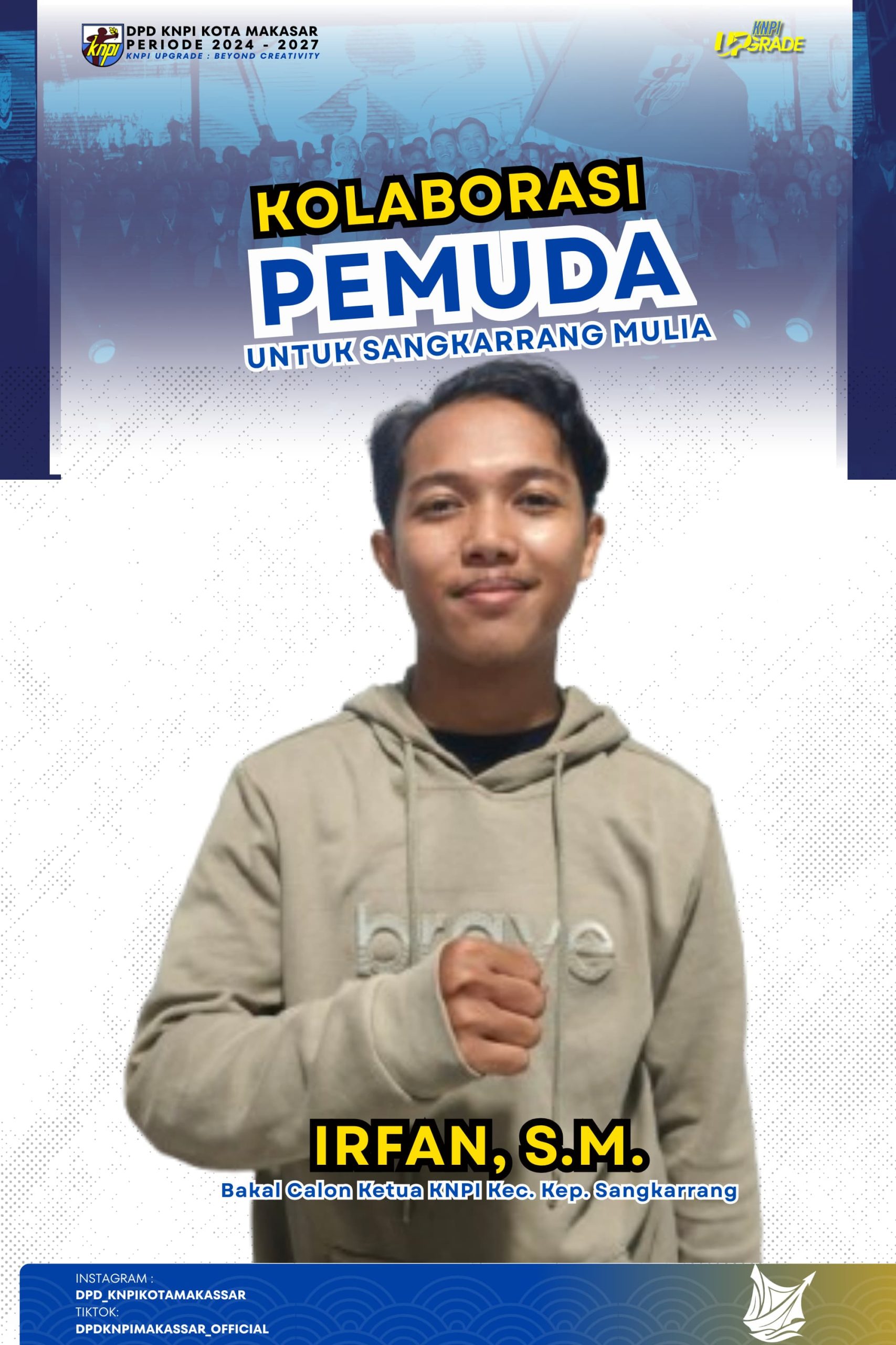 Irfan, Pumuda Sangkarang, Siap Bertarung Merebut Kursi Ketua DPK KNPI Sangkarang